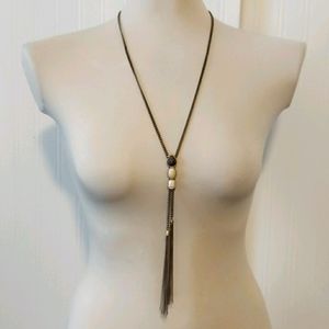Tassel and stone necklace